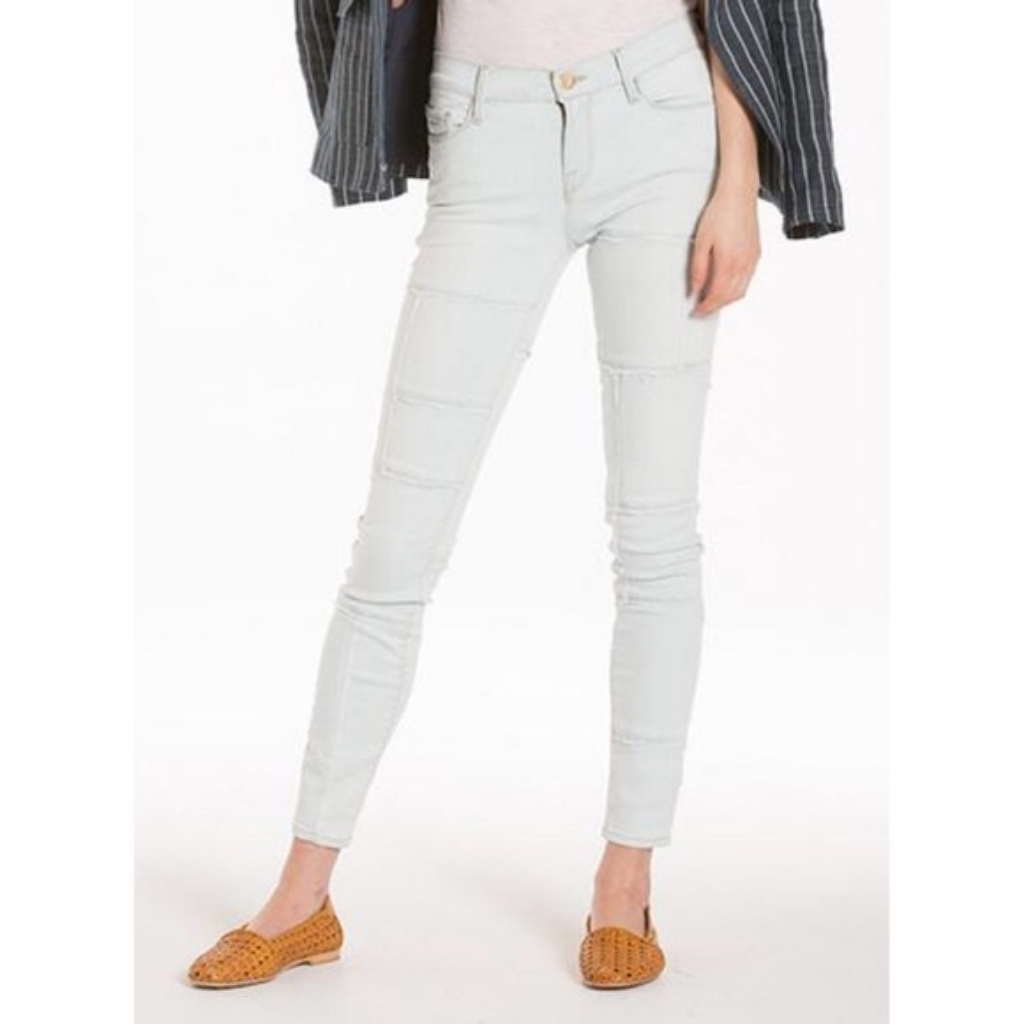 Frame Denim Le Skinny De Jeanne Panel Patchwork White Jeans Size 25
